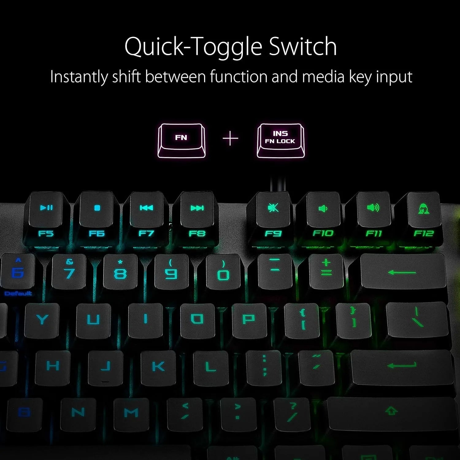 ROG Strix Scope RX mechanical gaming keyboard with RGB lighting and a quick-toggle switch highlighted