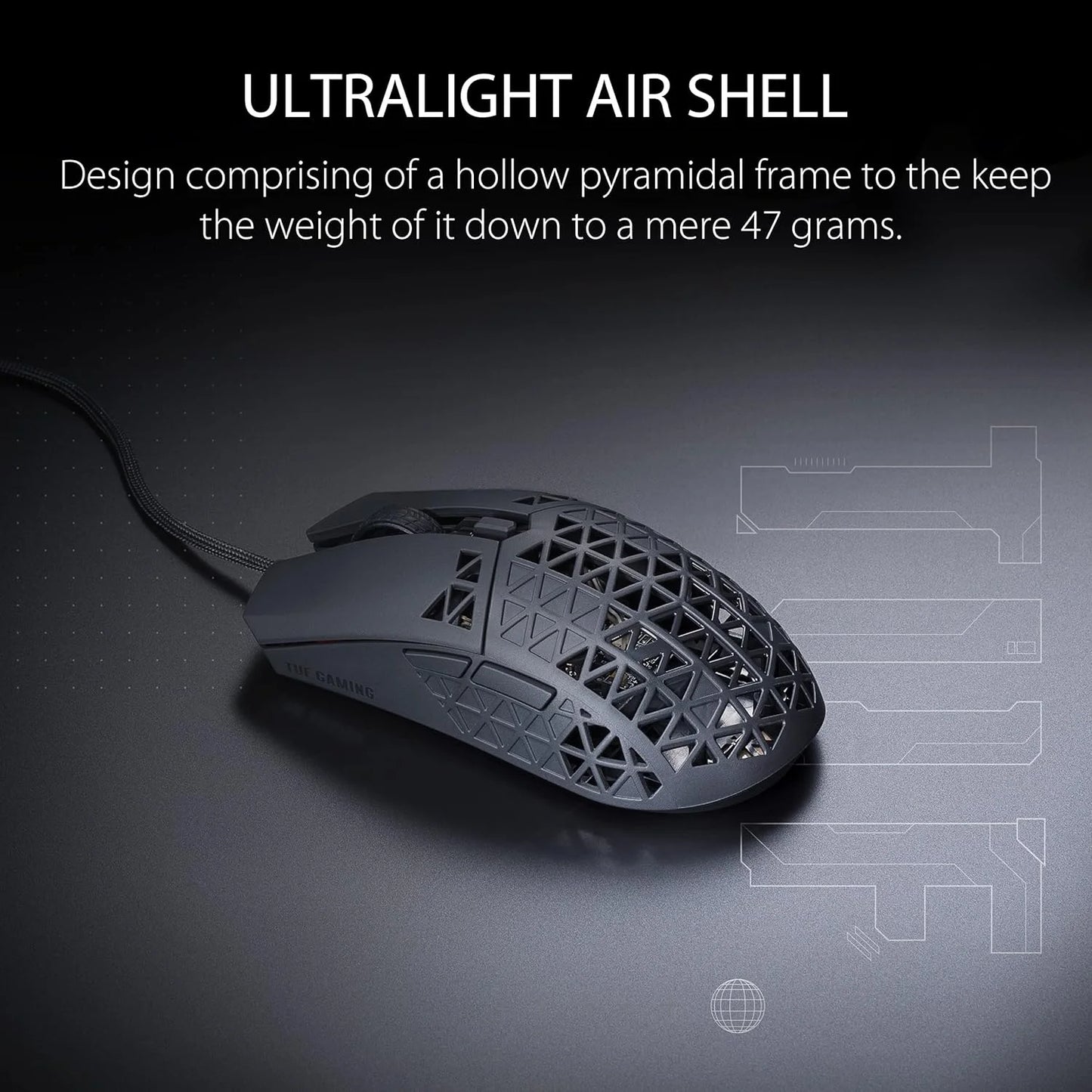 ASUS TUF Gaming M4 Air Lightweight Gaming Mouse with an ultralight air shell design.