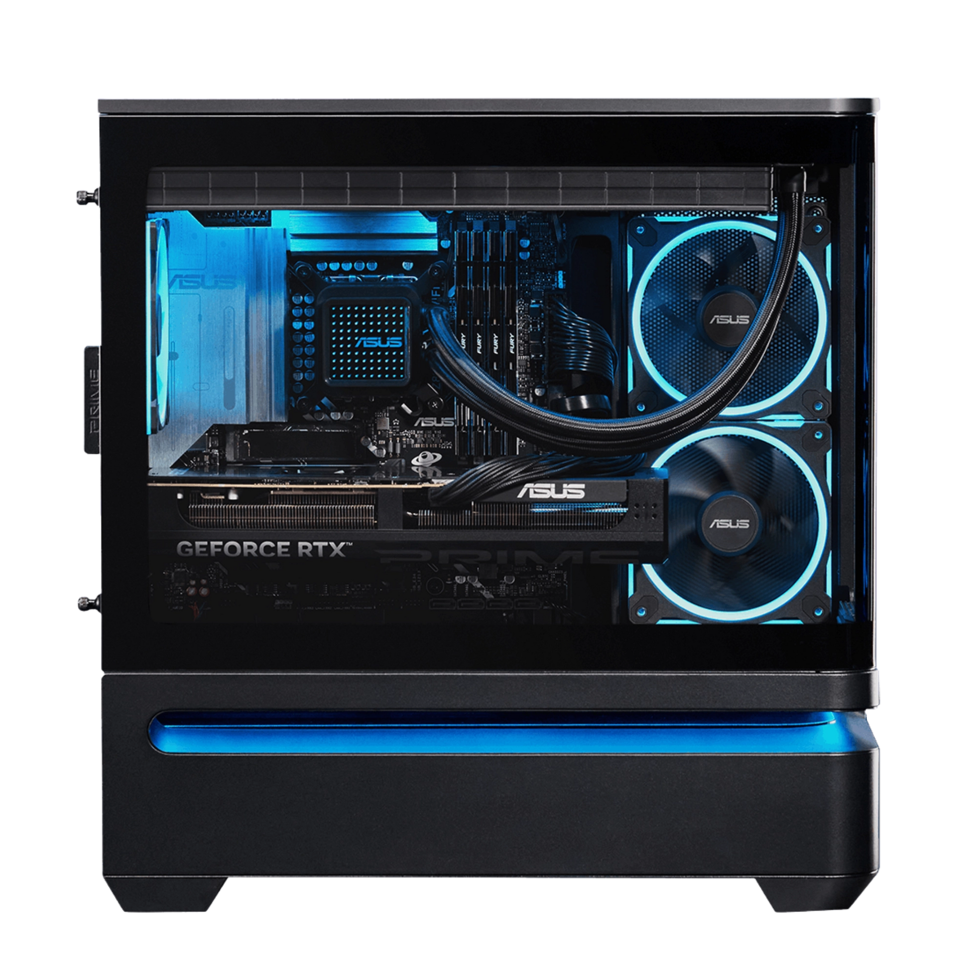 Asus computer case with visible components on a white background