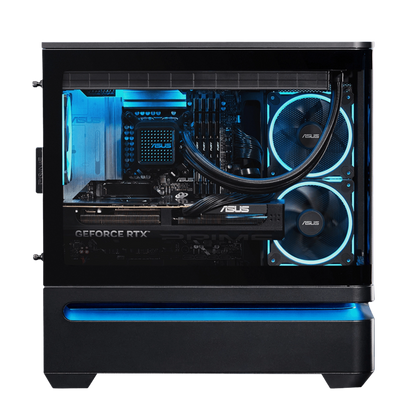 Asus computer case with visible components on a white background