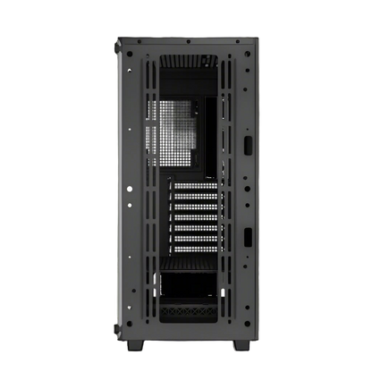 Black computer case on a white background
