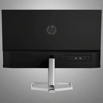 Black HP monitor with stand on a white background